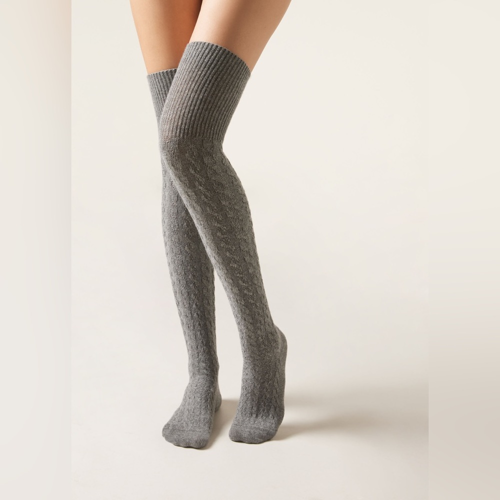 LAST PAIR Italian cashmere over the knee socks new